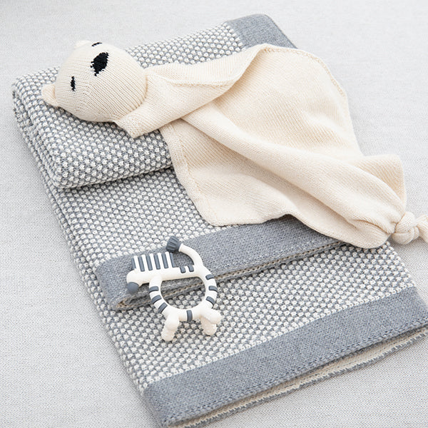 Elegant Organic Cotton Baby Blanket And Teddy Lovie Set