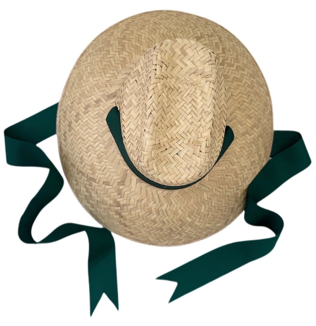 Bougainvillea Sun Hat - Long Dark Green Grosgrain Ribbon