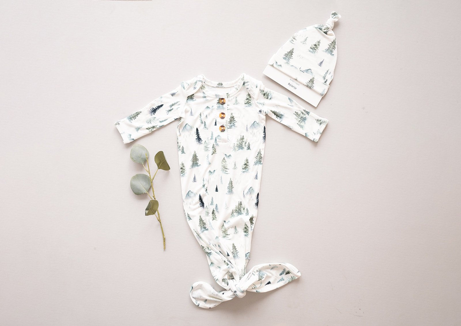 Knotted Baby Gown - Green Forest