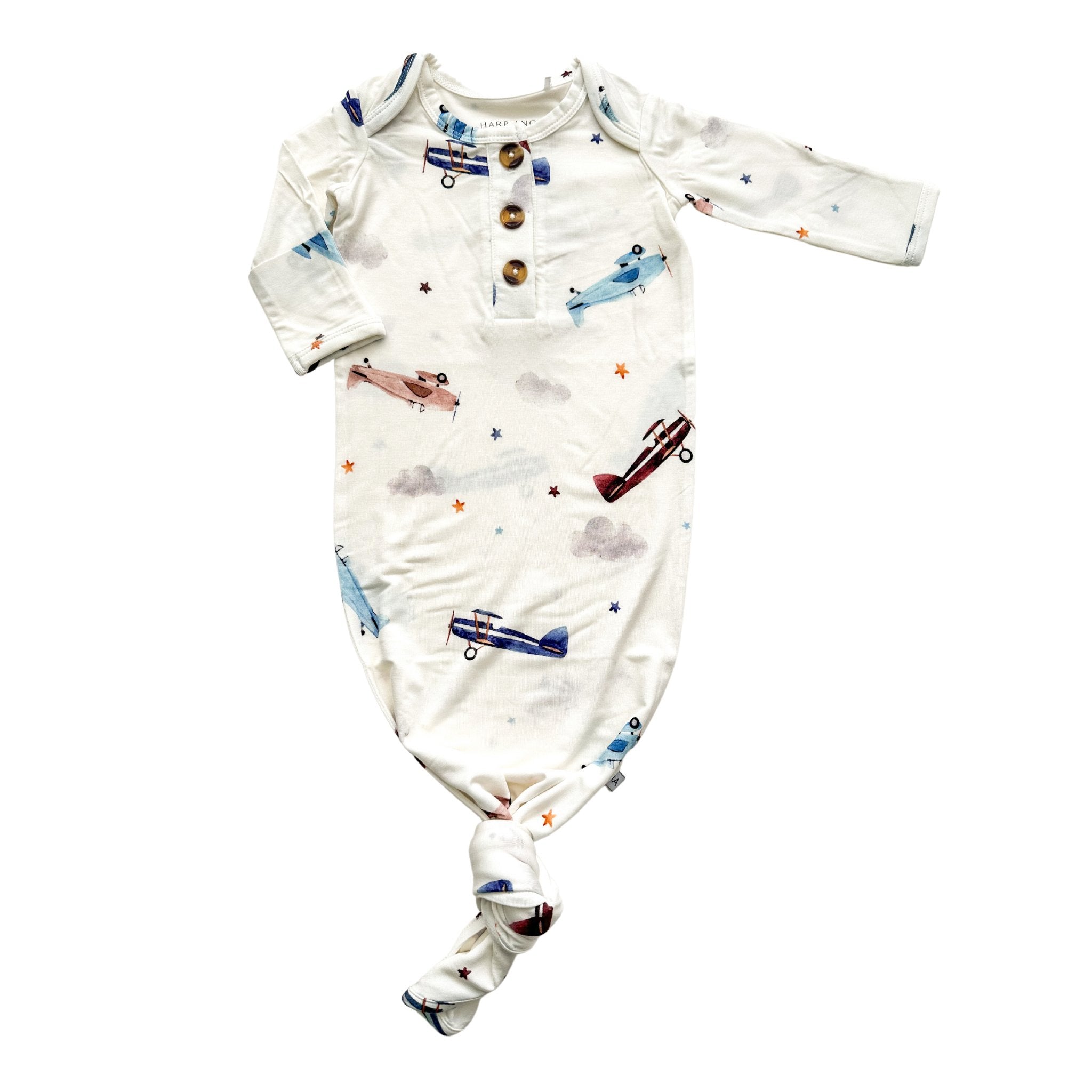 Knotted Baby Gown - Vintage Airplane