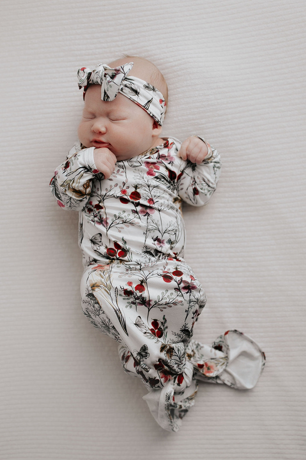 Floral Newborn Knotted Baby Gown