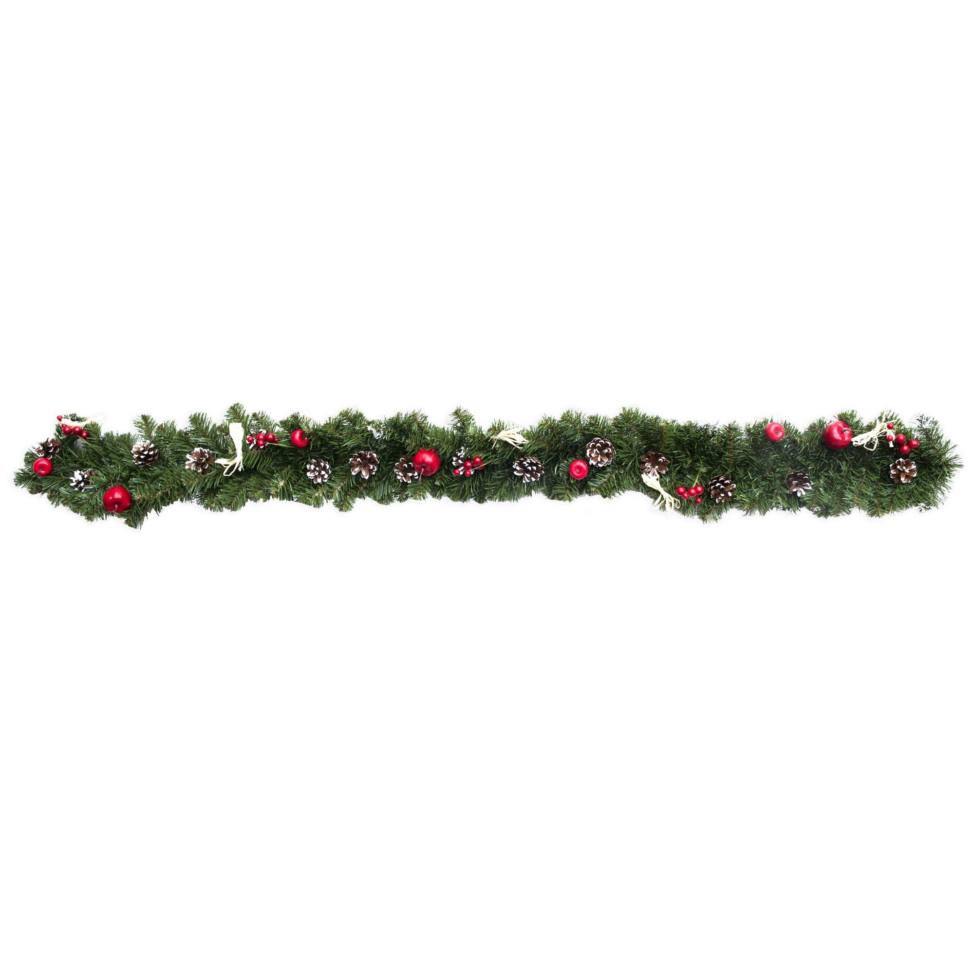 Ukrainian Christmas Garland W. Straw Bows, Apples & Pine Cones 59 Inches