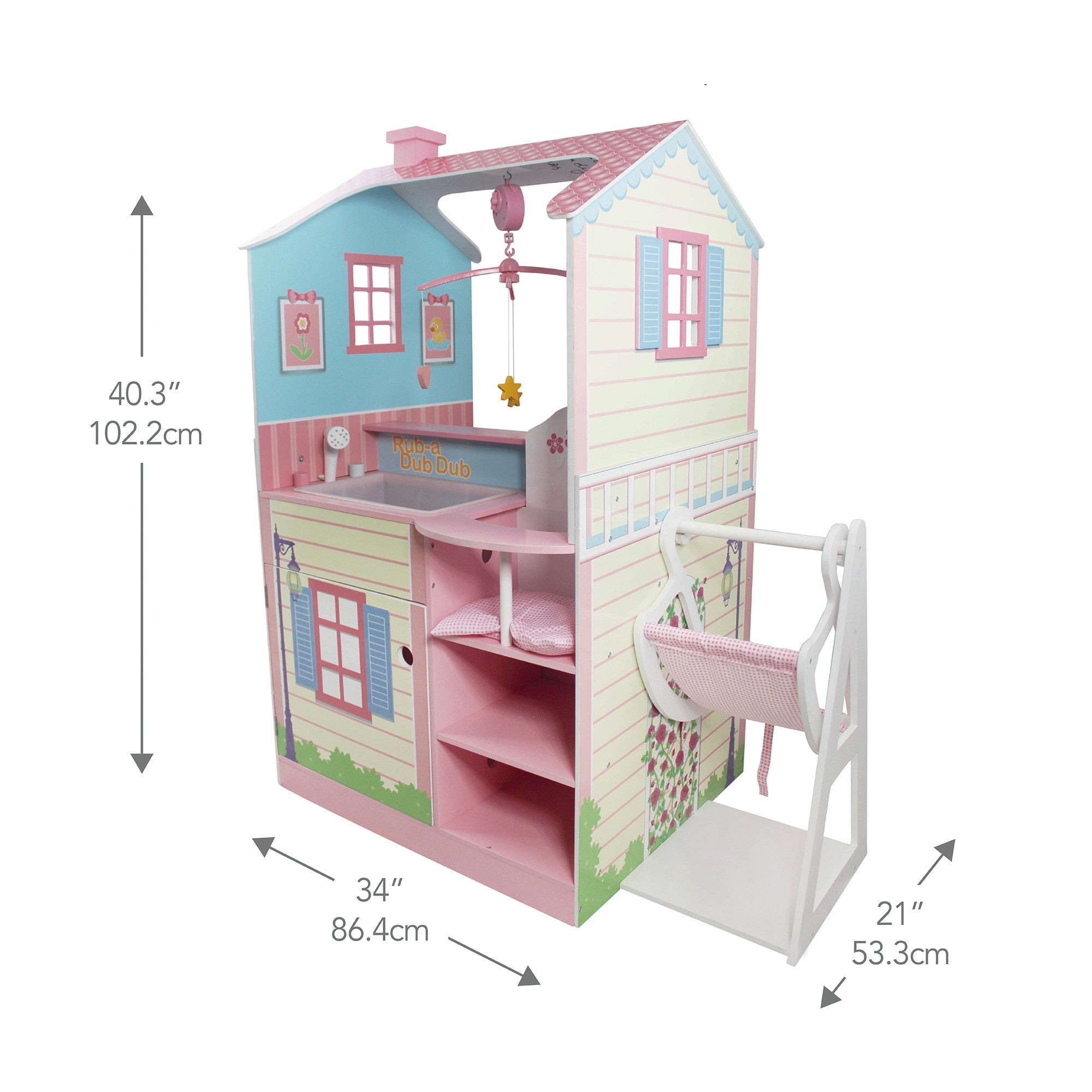 Olivia's Little World Baby Doll Changing Station Dollhouse With Storage, Multicolor