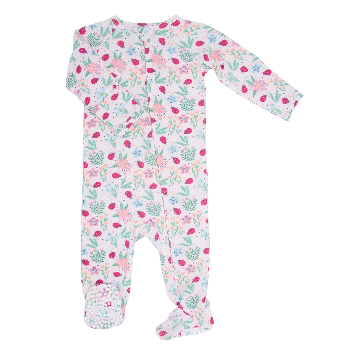 Ladybug Flower Garden Zipper Footie