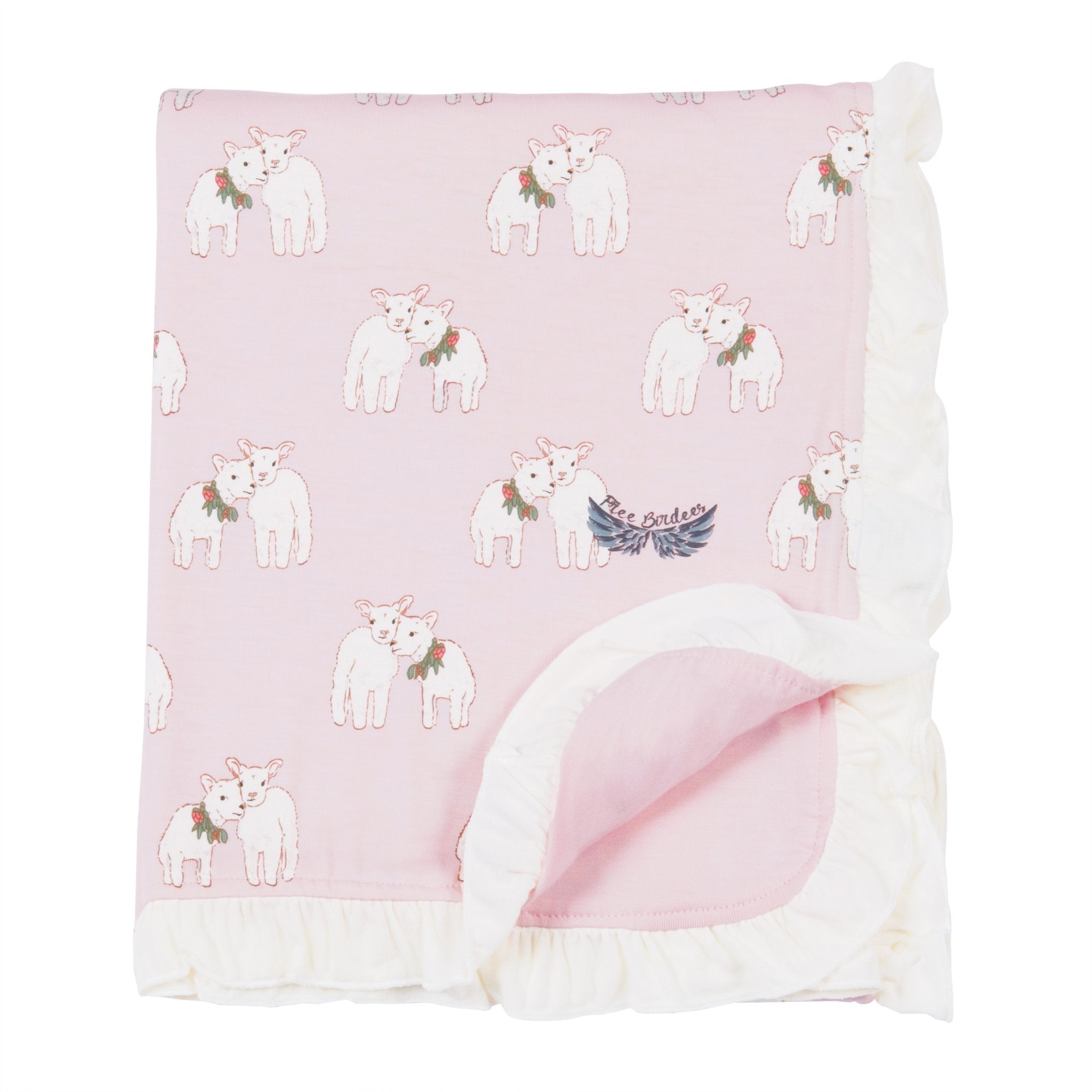 Lambs Ruffle Stroller Blanket