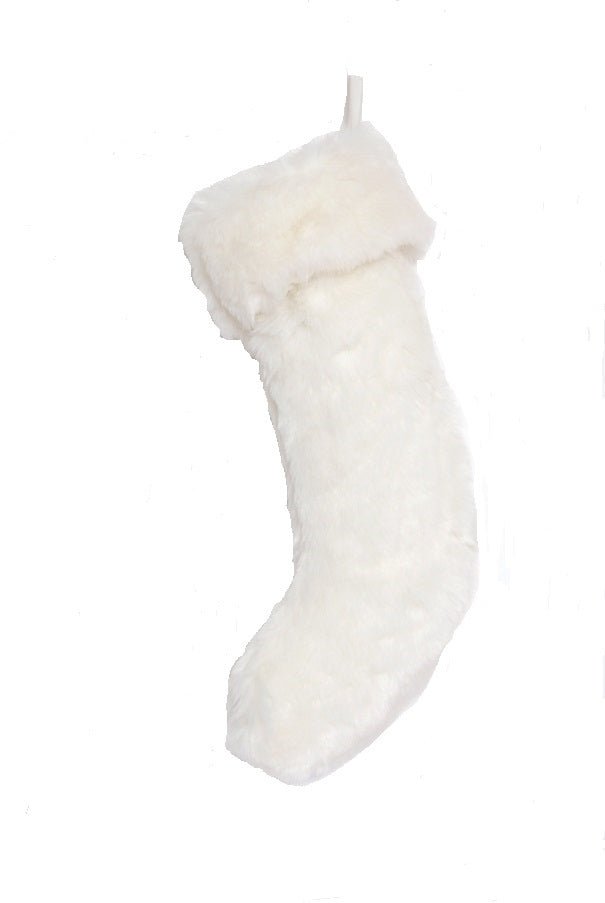 Handmade Large Faux Fur Christmas Stocking - White