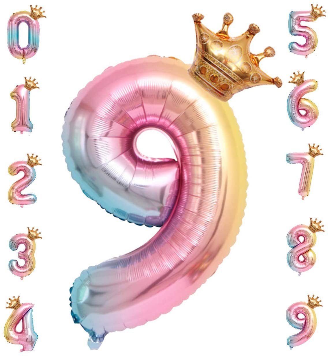 Rainbow Crown Number Balloon