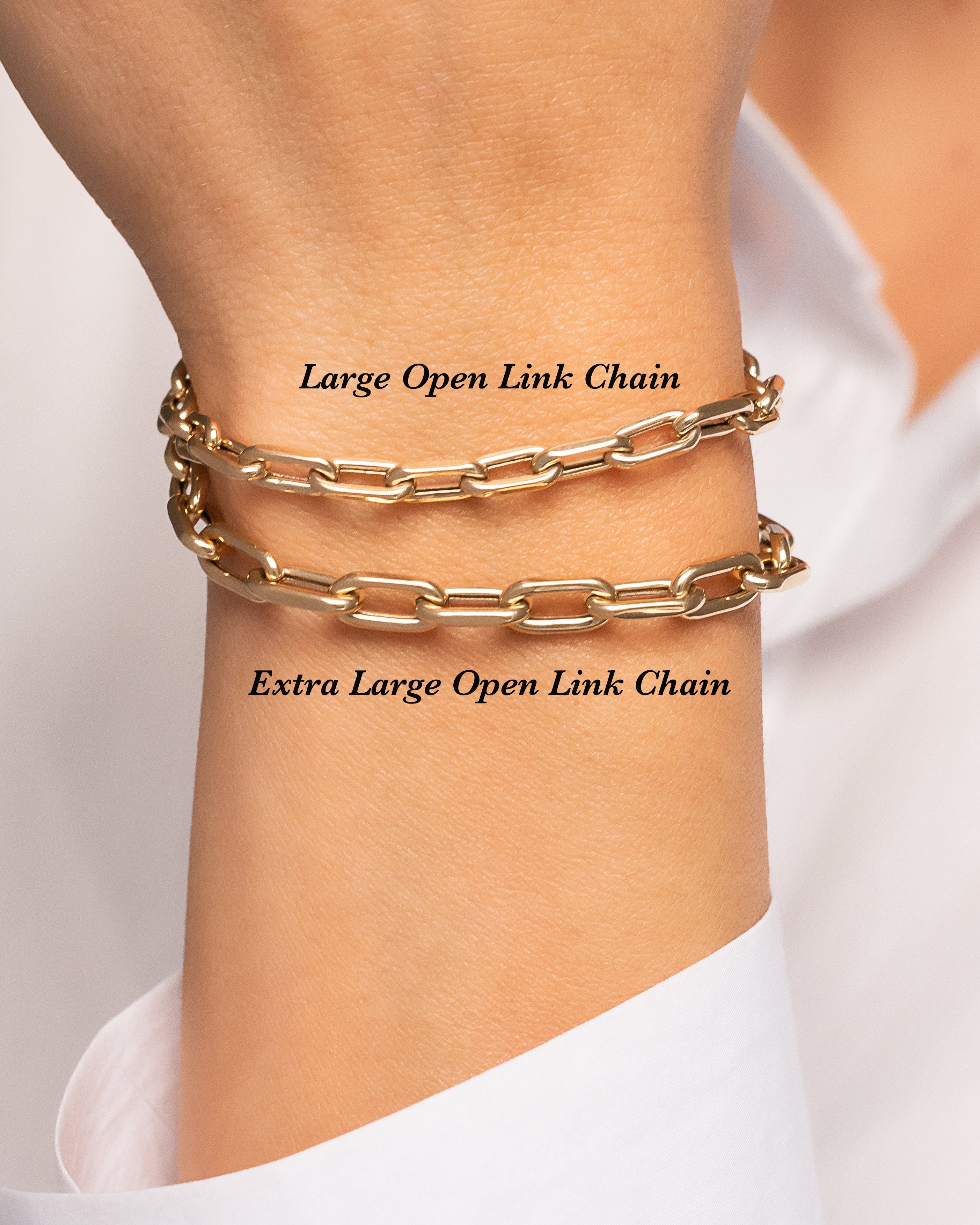 14k Gold Extra Large Open Link Chain Bracelet