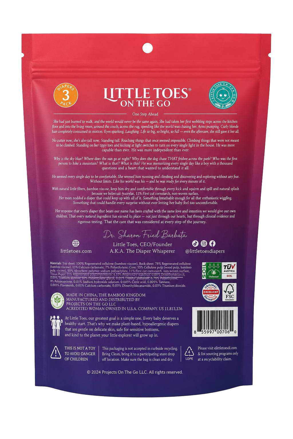 On The Go Bamboo Diapers 3-pack