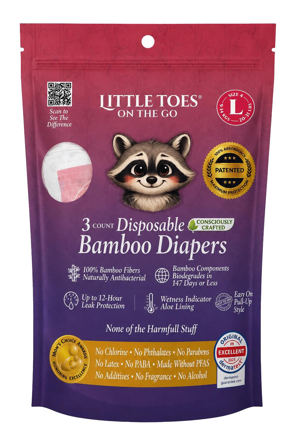 On The Go Bamboo Diapers 3-pack