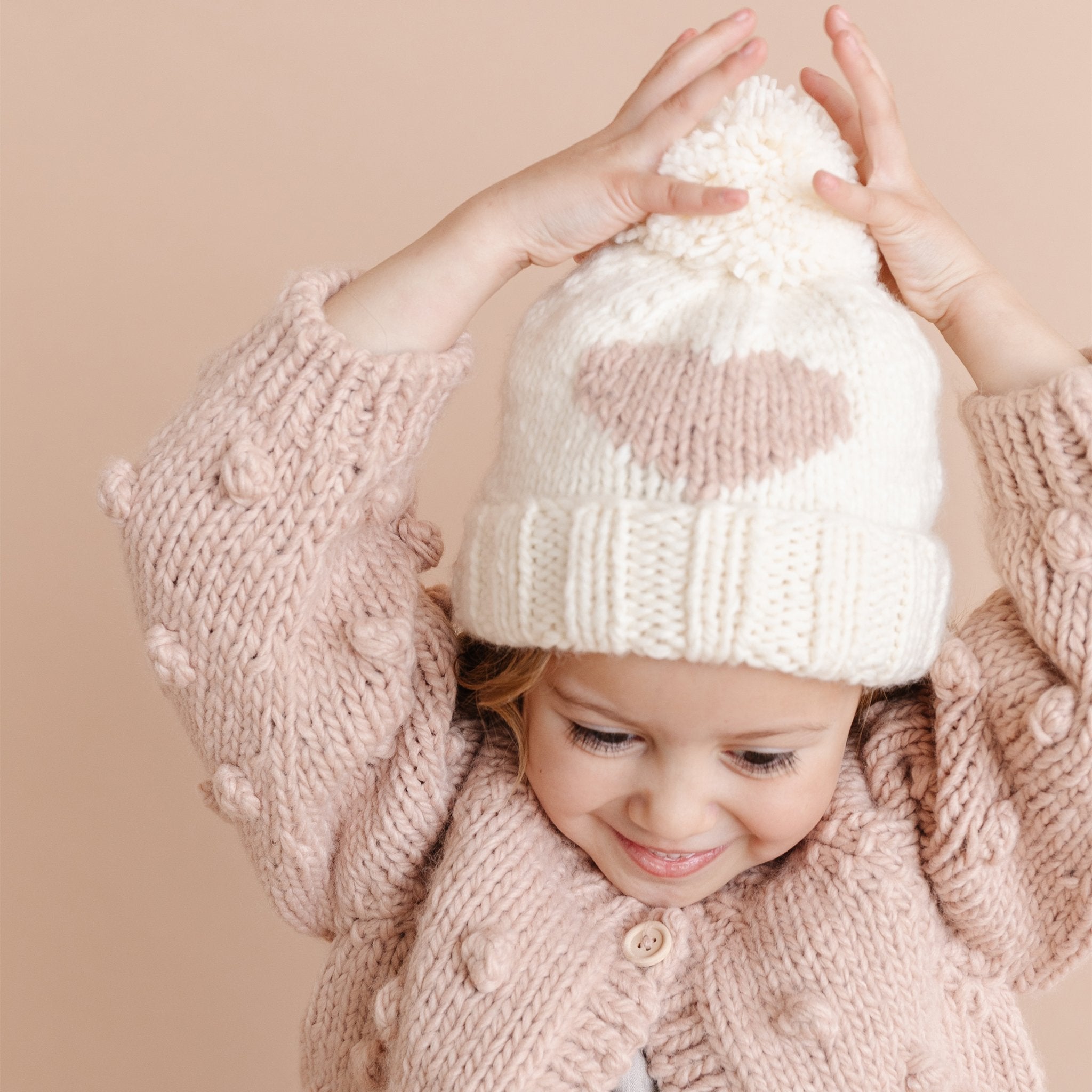 Heart Knit Hat, Blush