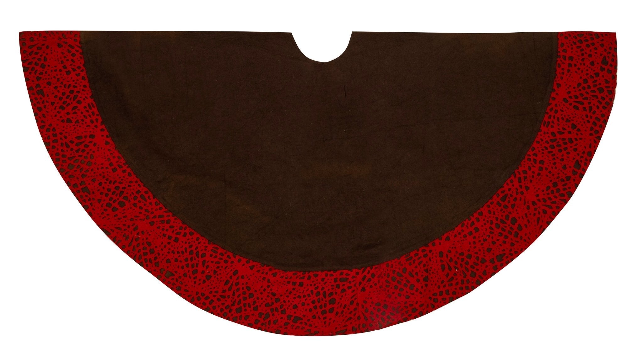 Hand Felted Wool Precision-cut Border Chocolate And Red Christmas Tree Skirt- 60"