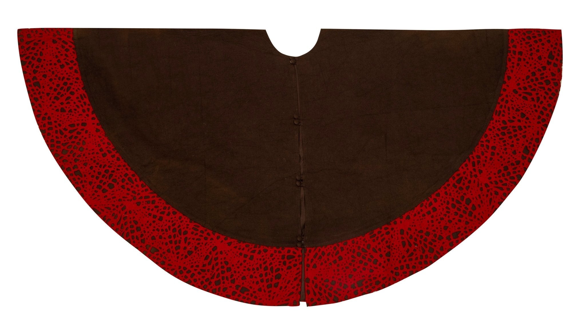 Hand Felted Wool Precision-cut Border Chocolate And Red Christmas Tree Skirt- 60"