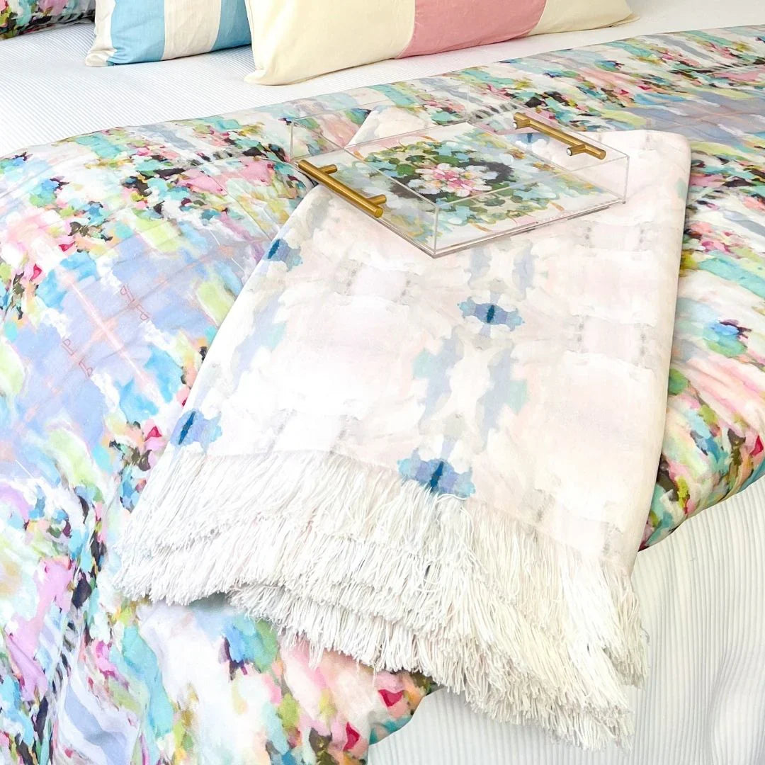 Coral Bay Pale Blue Throw Blanket By Laura Park