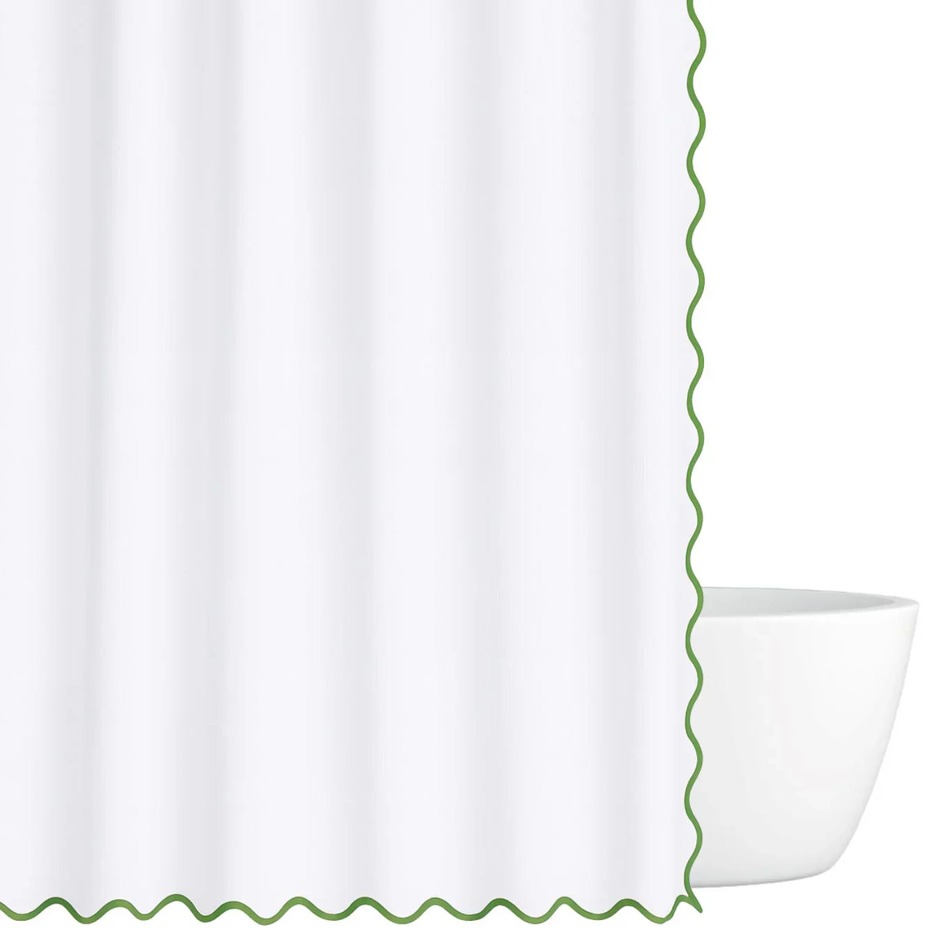 Laura Park Scalloped Shower Curtain - Green/white