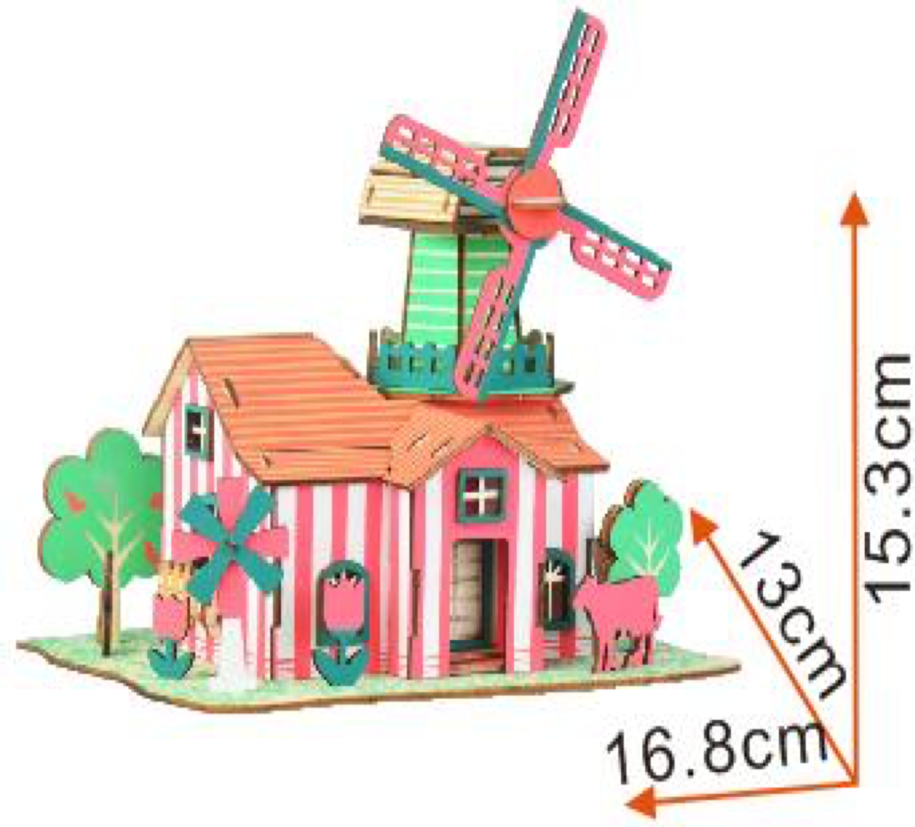 Windmill Model Kit - Wooden Laser-cut 3d Puzzle (82 Pcs)