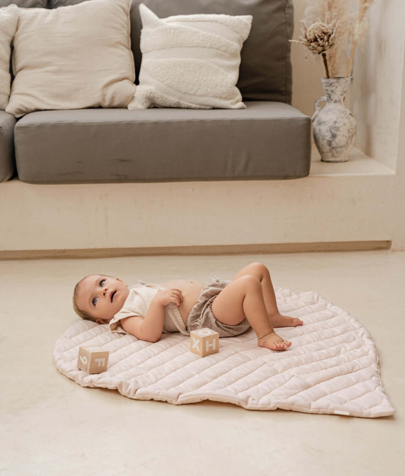 Leaf Organic Cotton Playmats | Blush