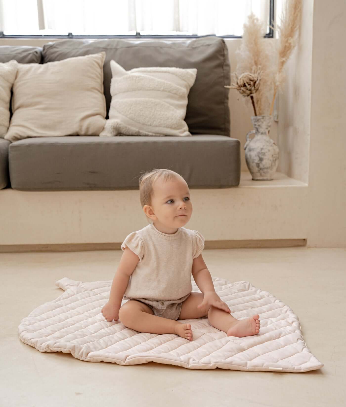 Leaf Organic Cotton Playmats | Blush