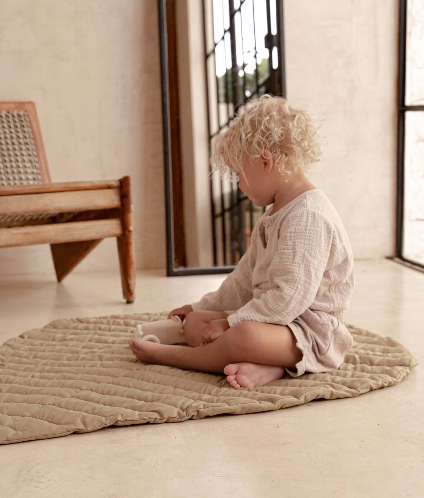 Leaf Organic Cotton Playmats | Tan