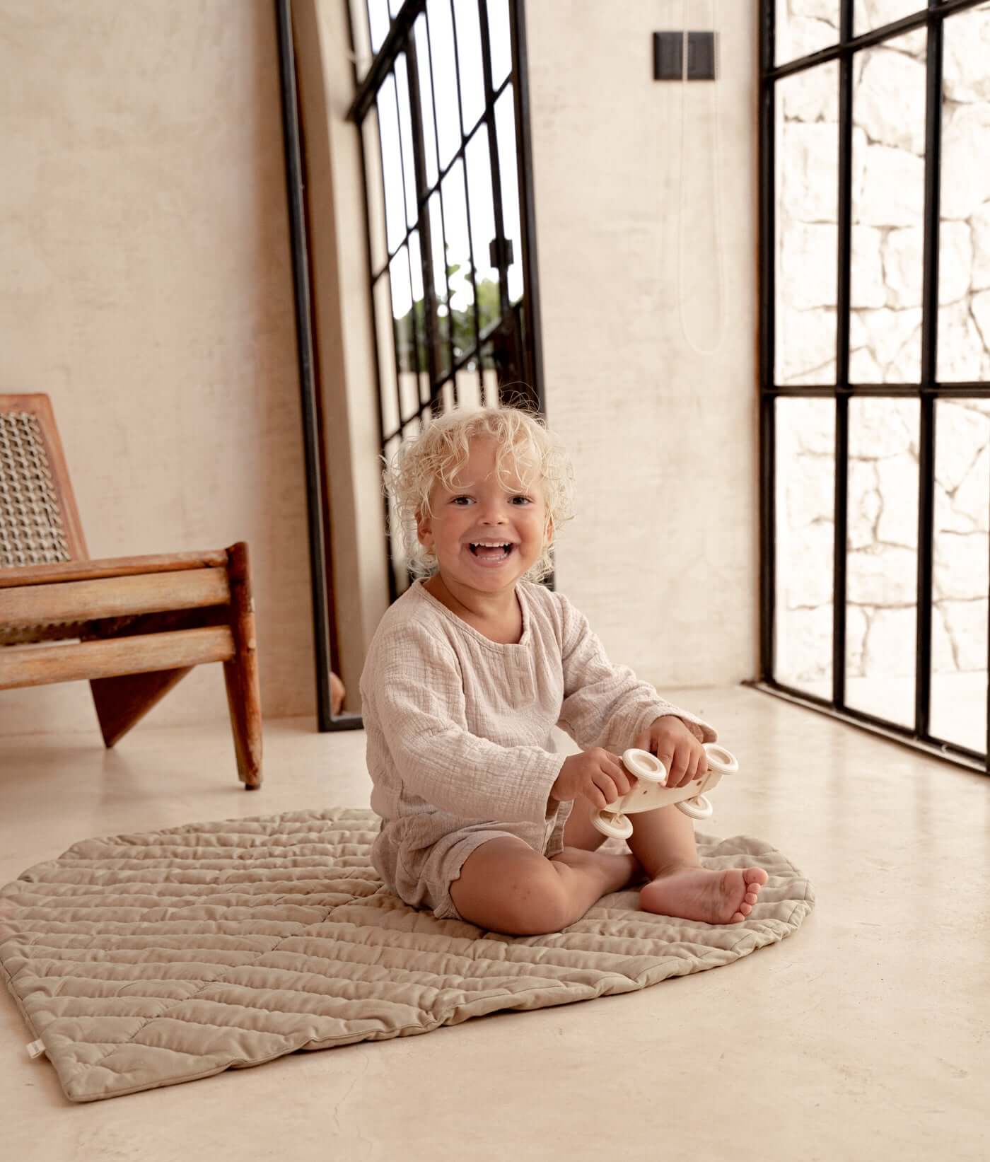 Leaf Organic Cotton Playmats | Tan