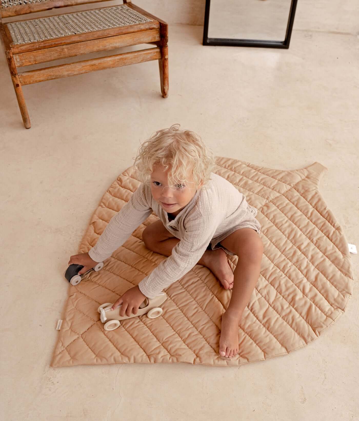 Leaf Organic Cotton Playmats | Sandstone