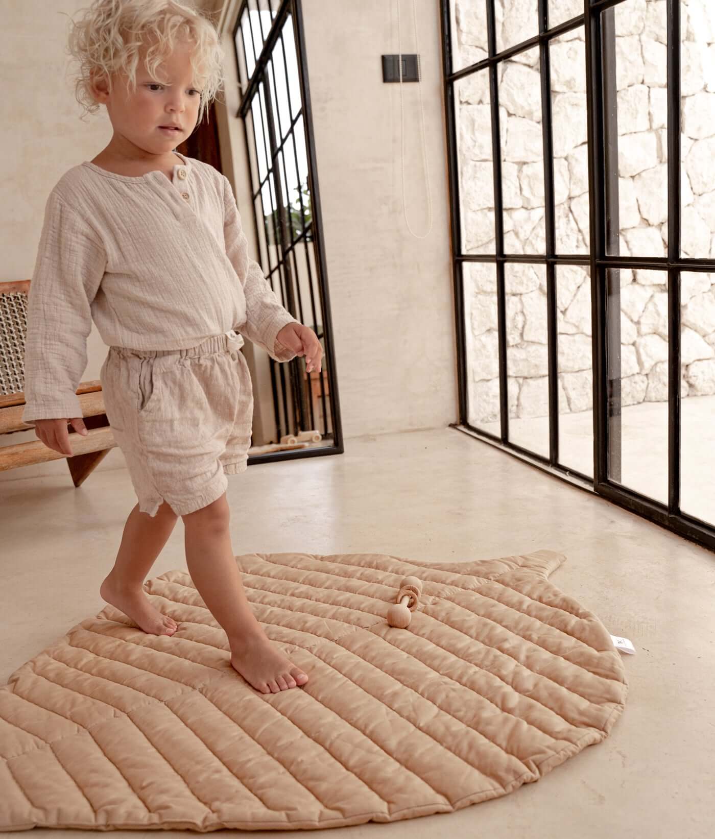 Leaf Organic Cotton Playmats | Sandstone