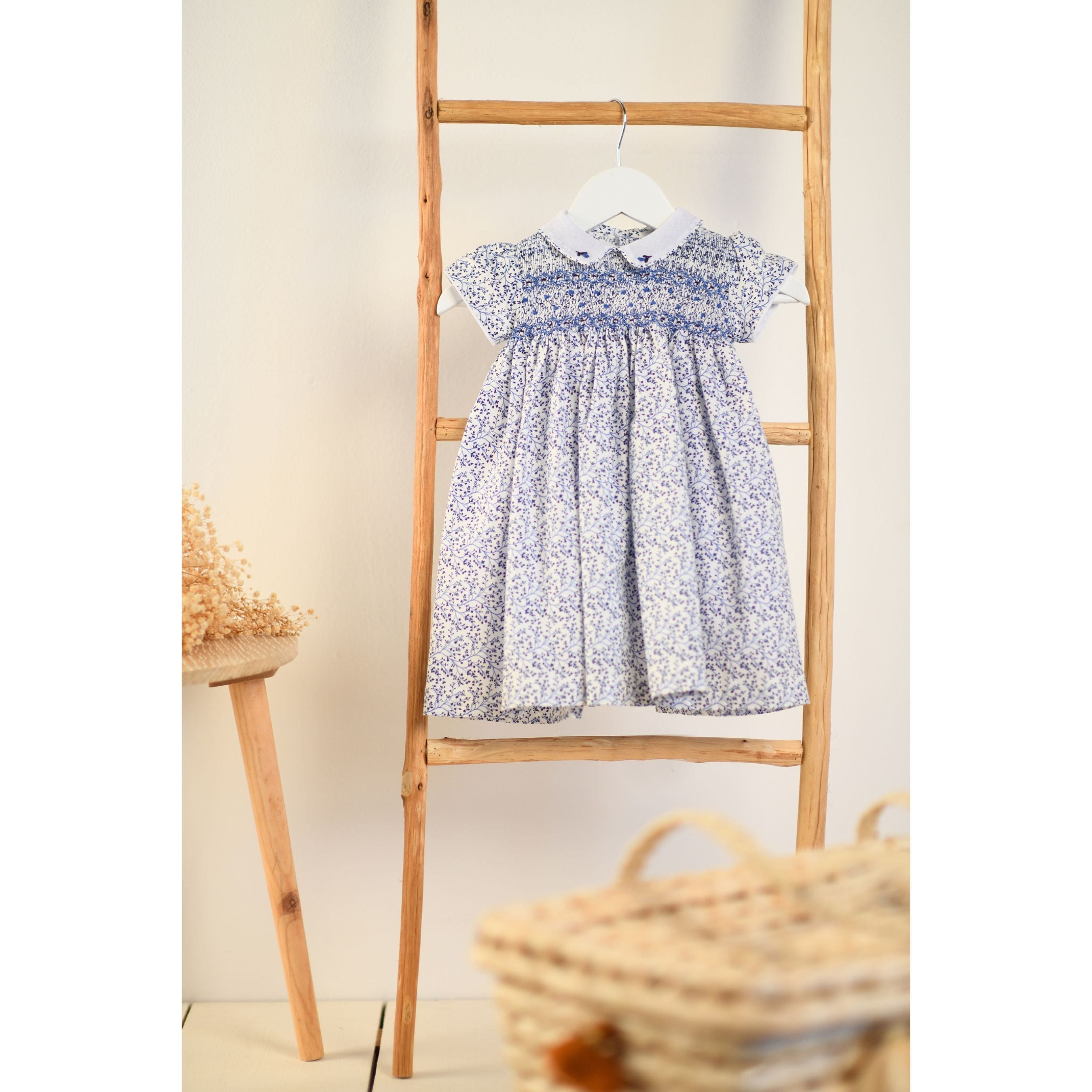 Leana | Gils Blue Floral Smocked Dress