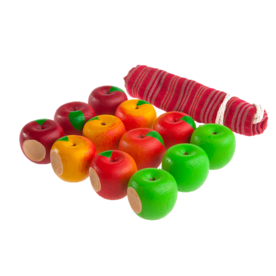 Educational Apples Counting Set (set Of 12 - 4 Different Colors With A Linen Storage Bag)