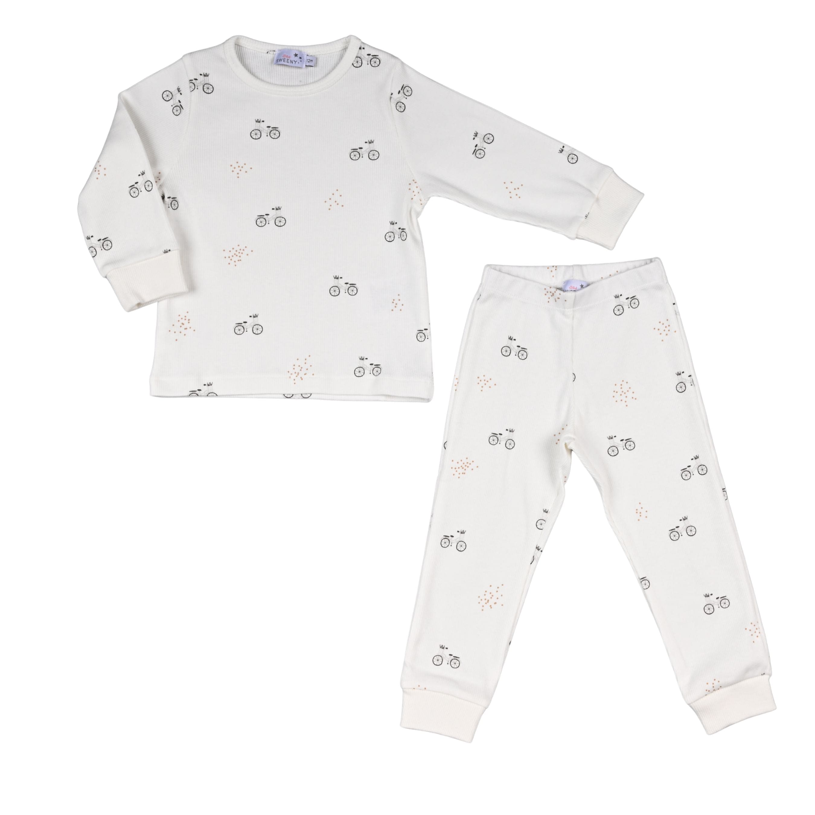 Lehane | Boys Ivory Ribbed Cotton Vintage Bike Two-piece Set