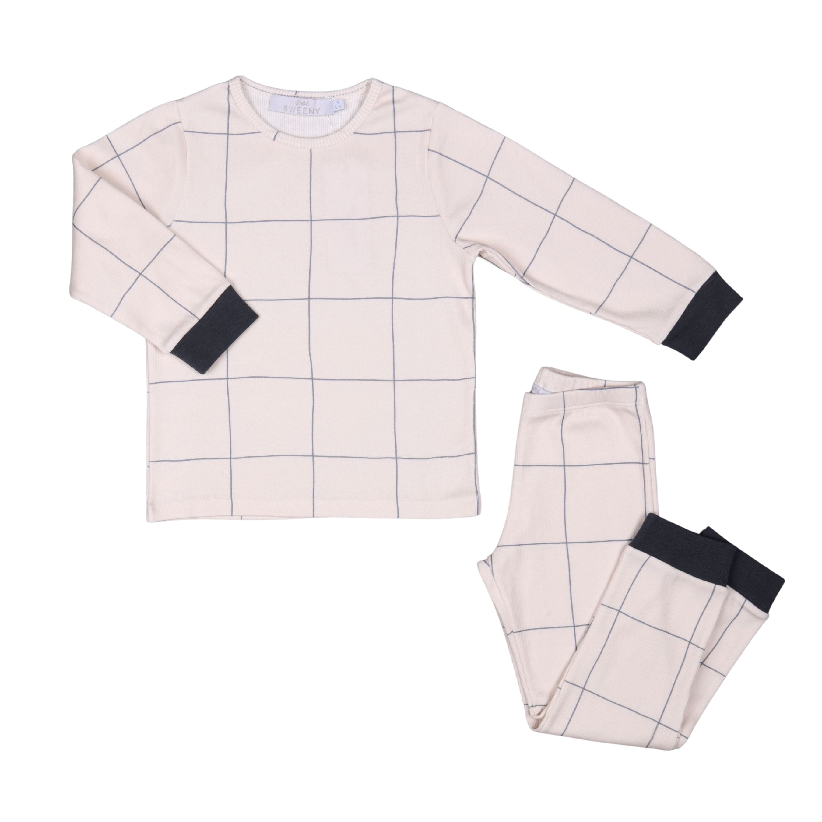 Lehane | Boys Ivory & Blue Check Print Pyjamas