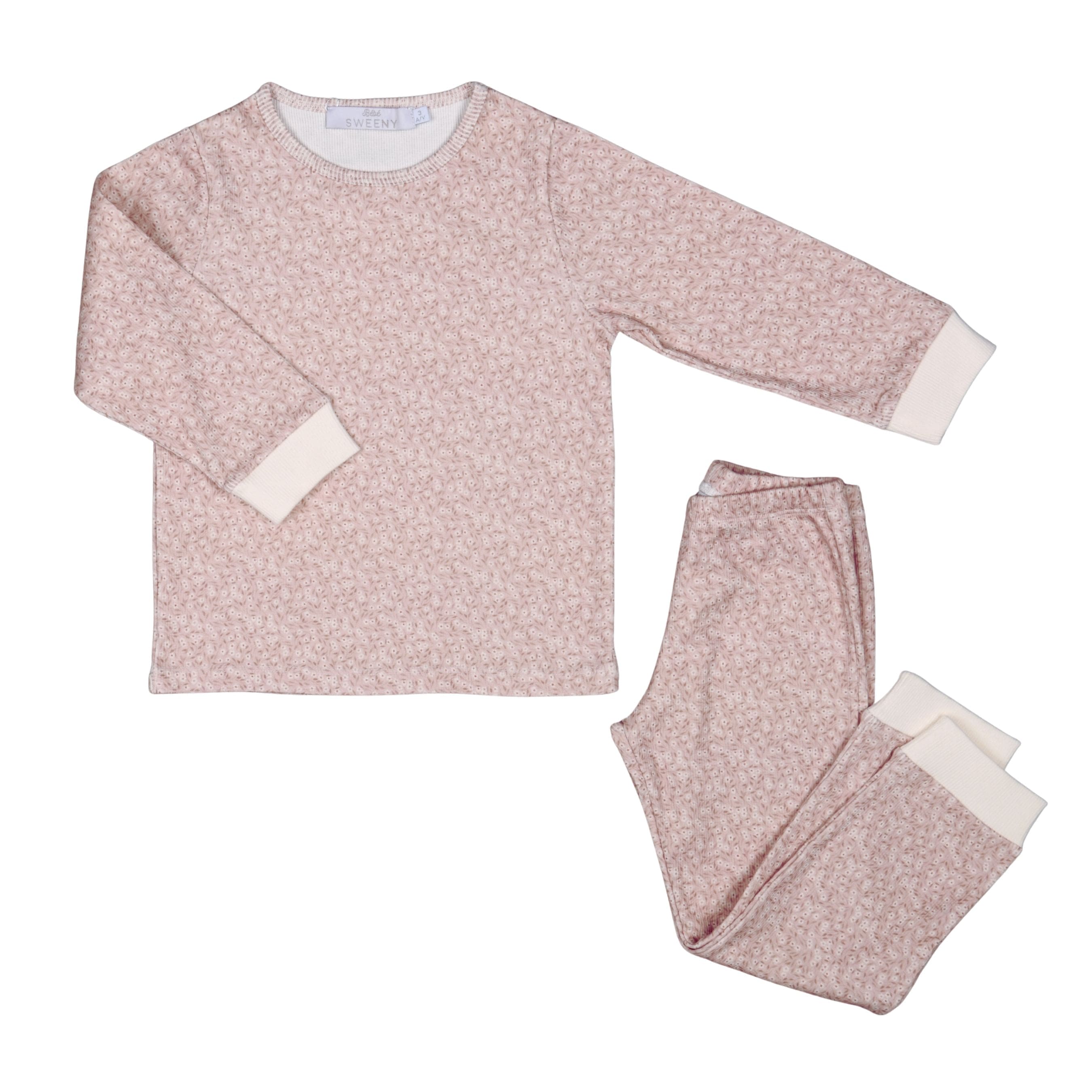 Lehane | Girls Pink & Ivory Print Cotton Two-piece Set