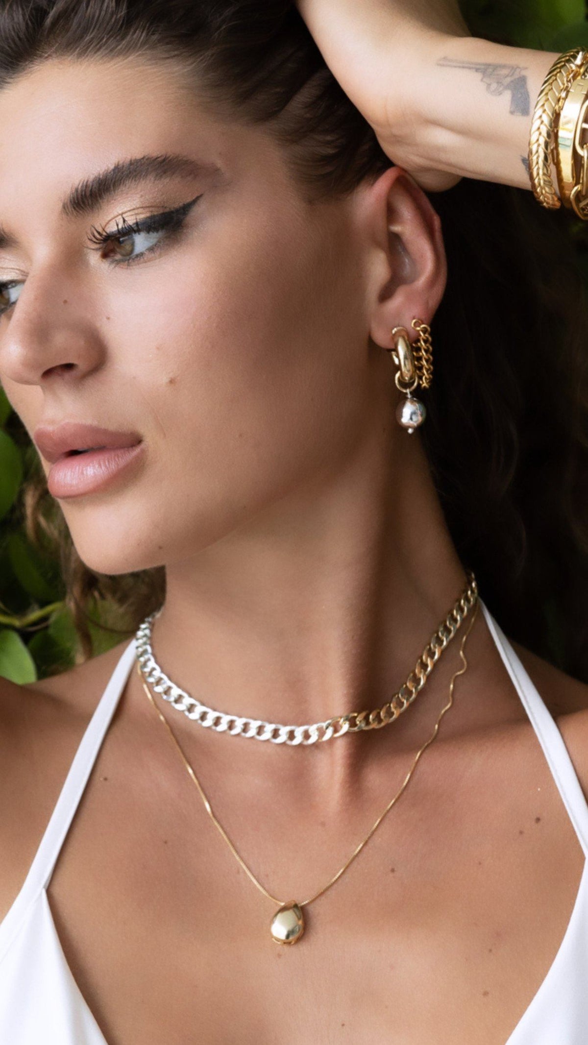 Leila Link Necklace -two Tone