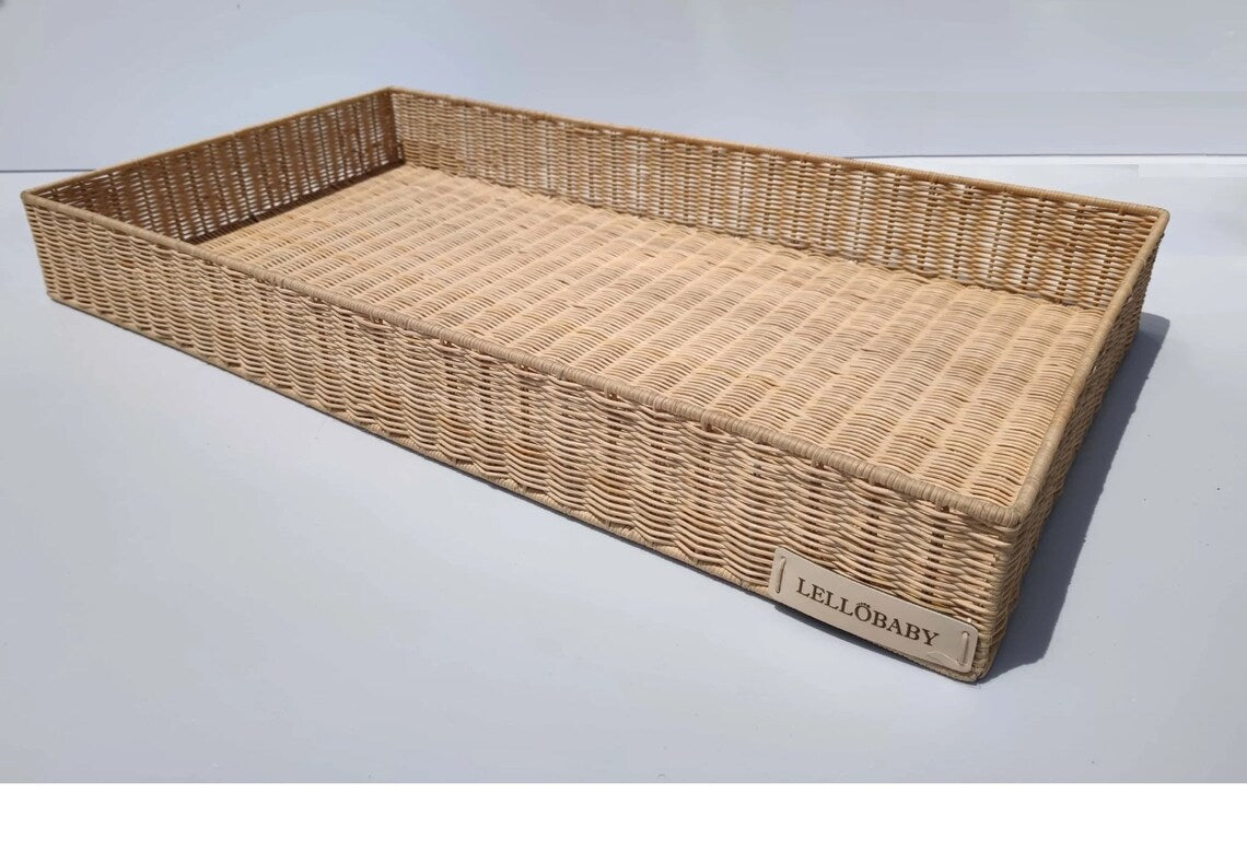 Lellobaby™ X Hampton Baby-  Rattan Wicker Changing Tray Premier