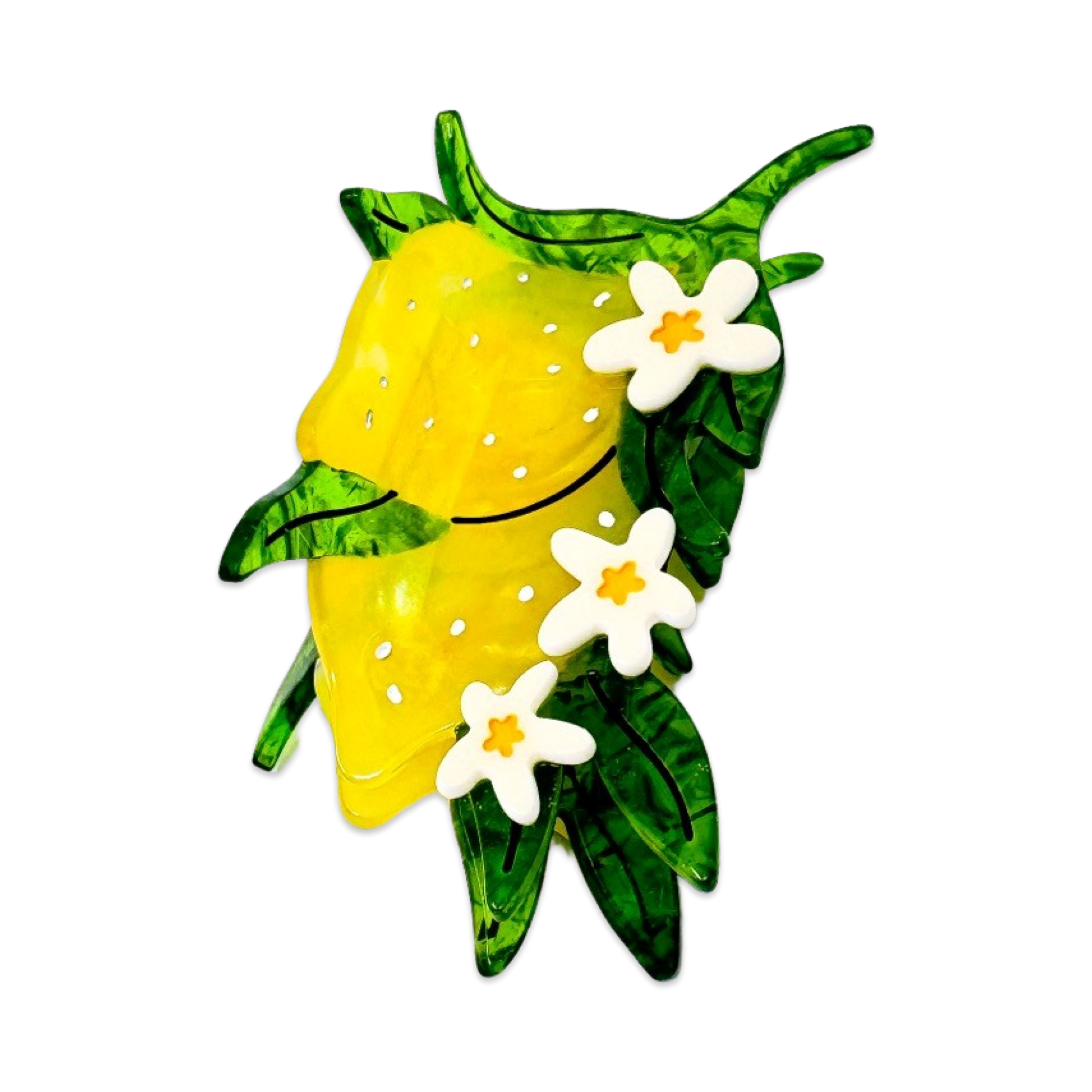 Large Lemon And Flowers Hair Claw Clip