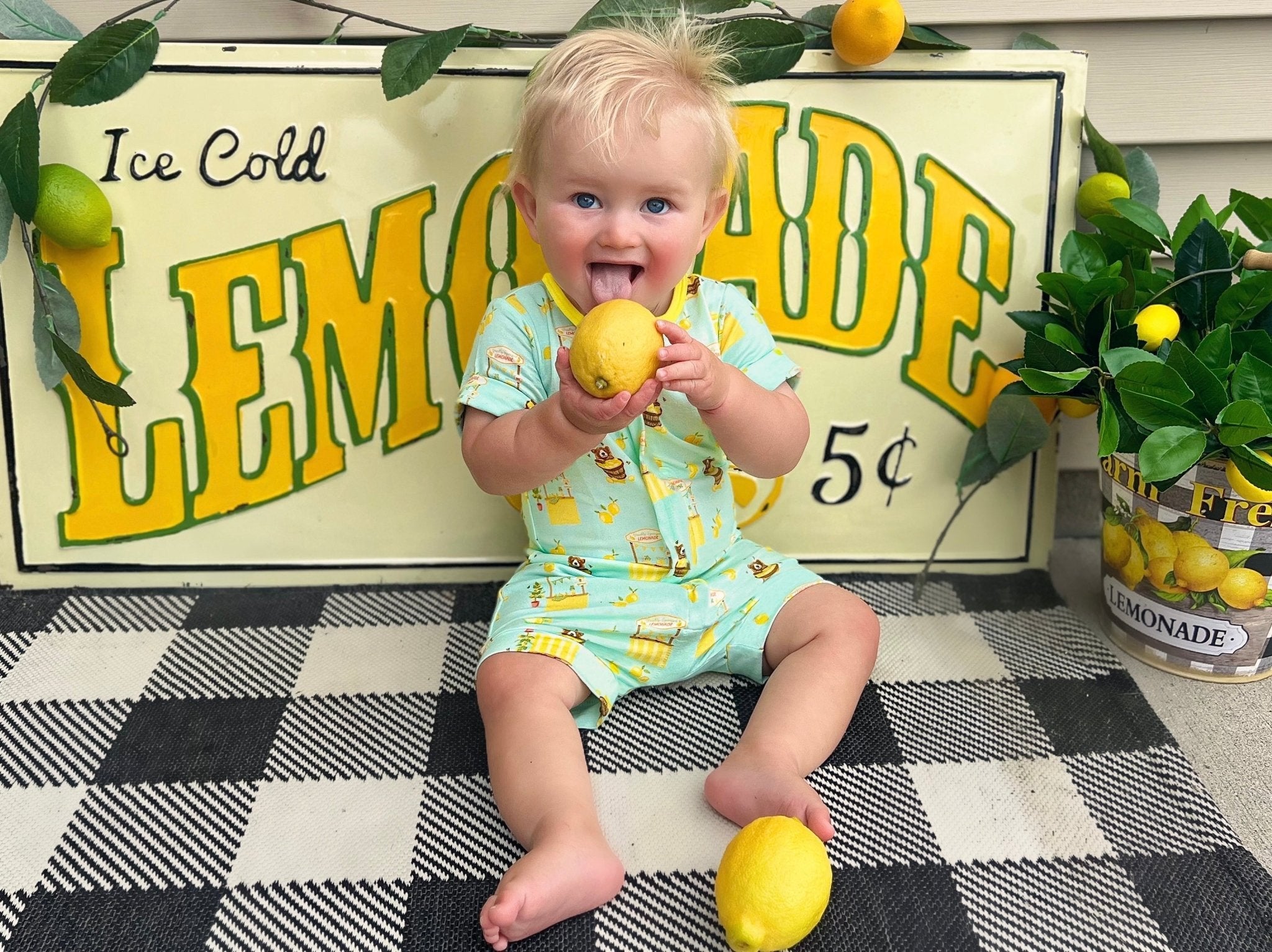 Lemonade Stands & Honey Bears Short Two-way Zippy Romper (0-24m)