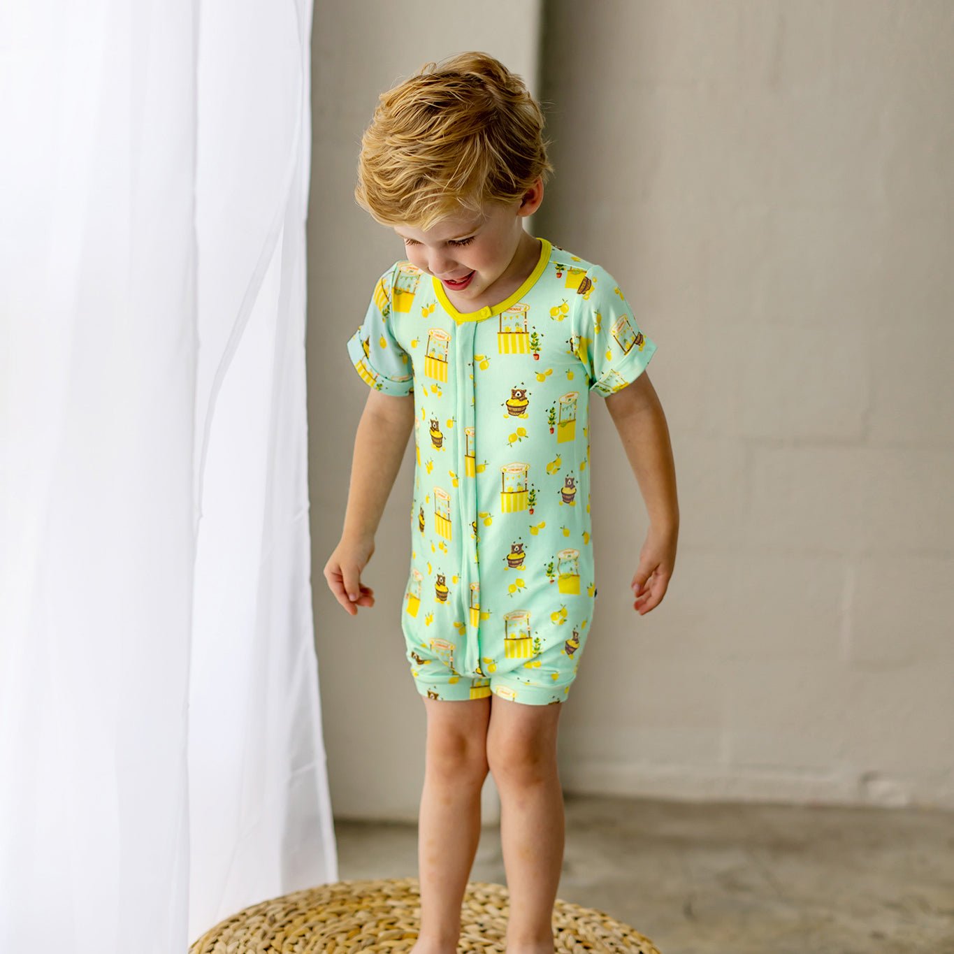 Lemonade Stands & Honey Bears Short Two-way Zippy Romper (0-24m)