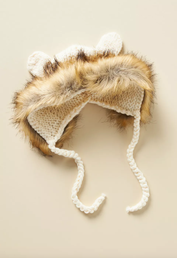 Baby Lion Hat And Booties Set, Cream