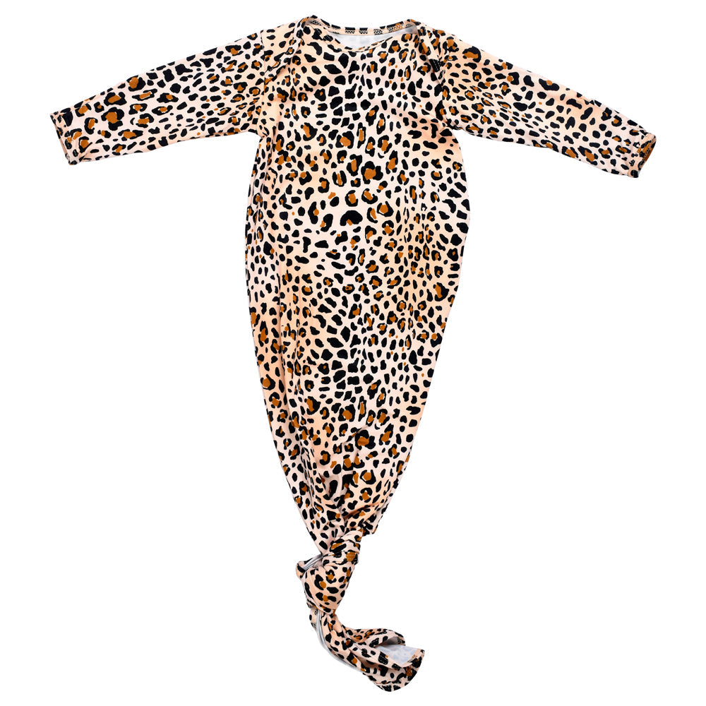 Leopard Knotted Newborn Baby Gown