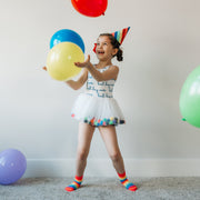 Personalized Color Text Pom Tutude - Multi Colored Pom Skirt