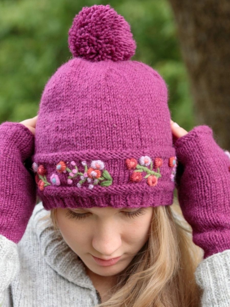 Mathilde Wool Knit Embroidered Hat