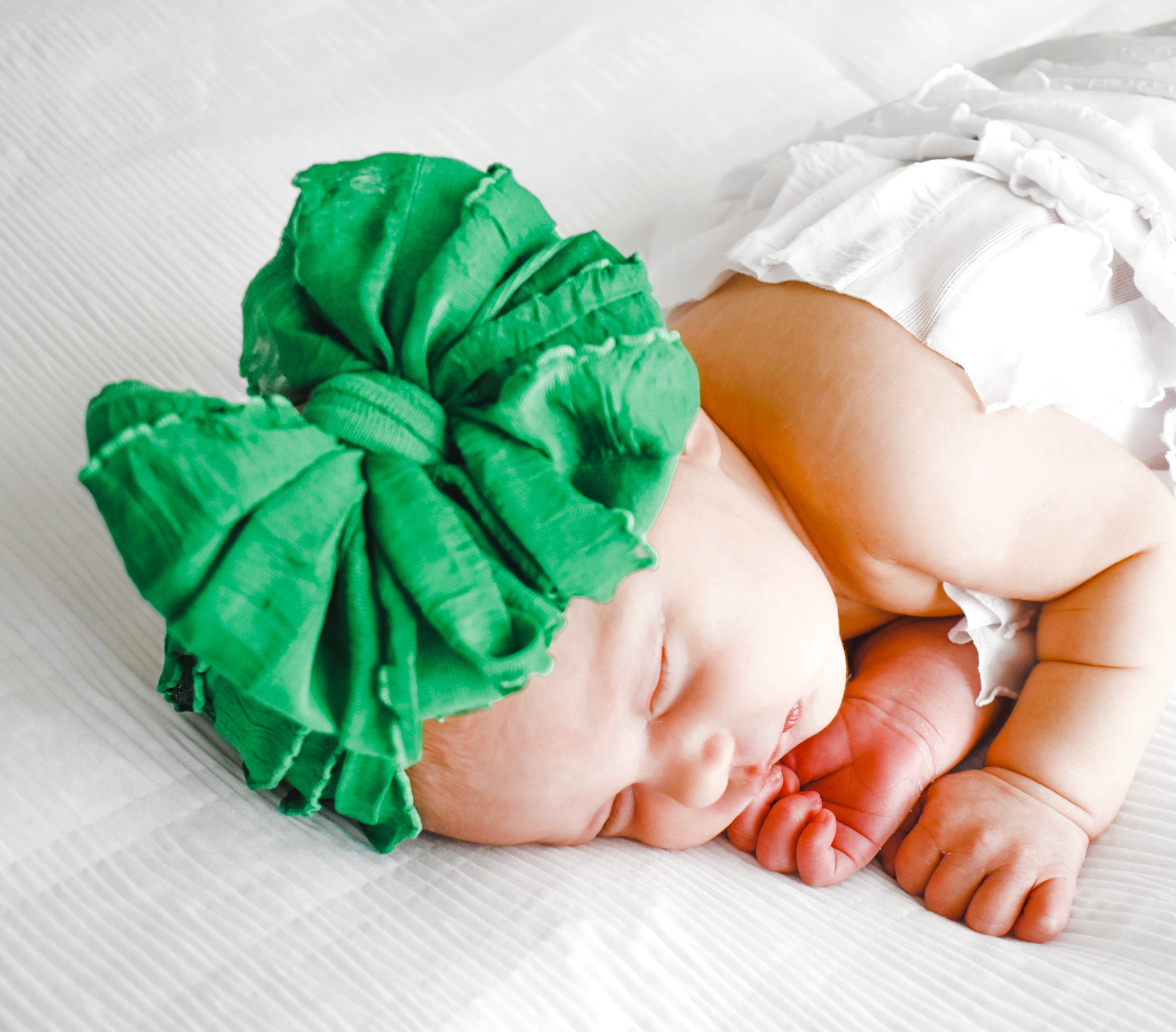 Green | Signature Ruffled Baby Headband