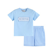 Light Blue Big Brother Smocked Shirt And Shorts Set