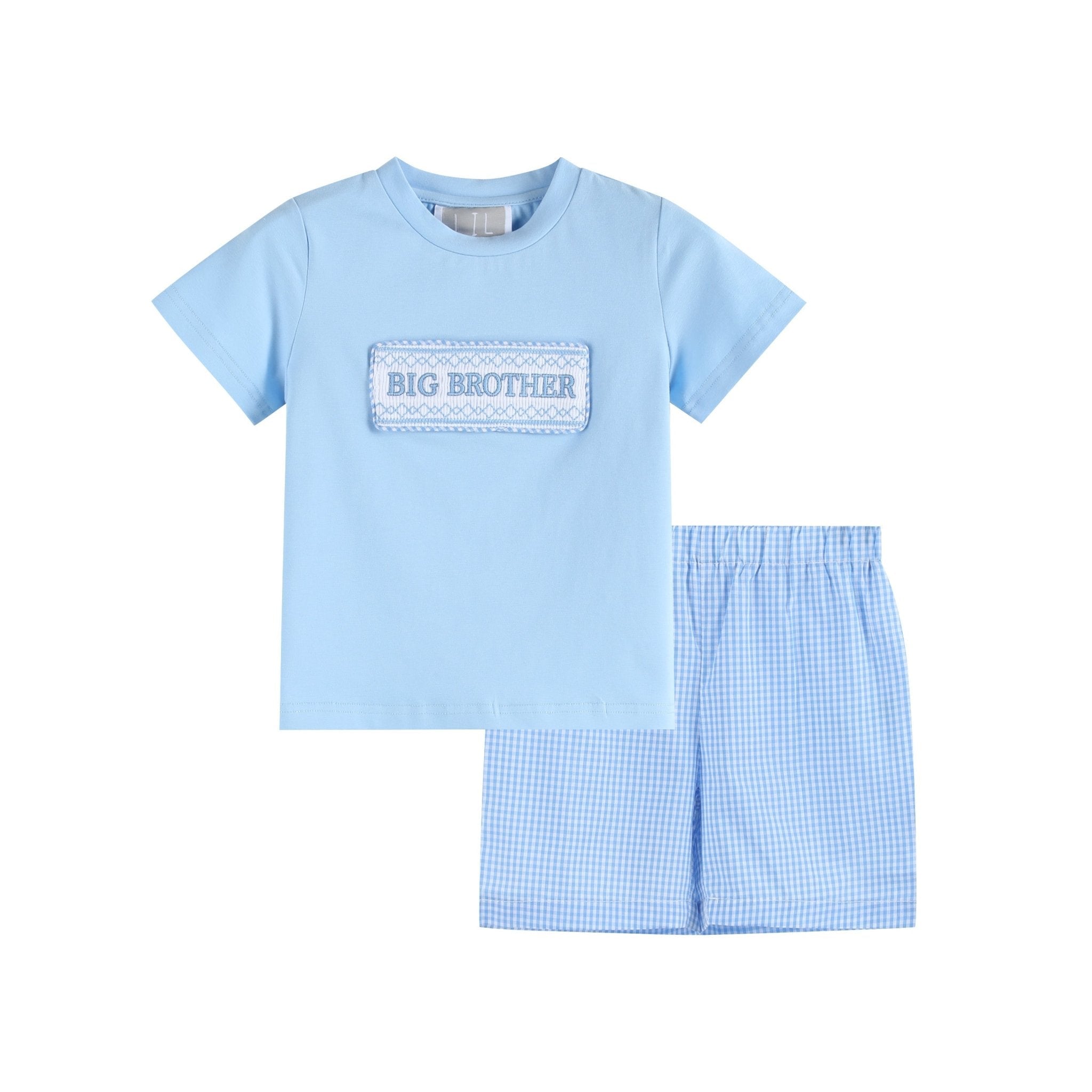 Light Blue Big Brother Smocked Shirt And Shorts Set