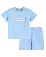Light Blue Big Brother Smocked Shirt And Shorts Set