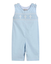 Light Blue Crosses Smocked Overalls