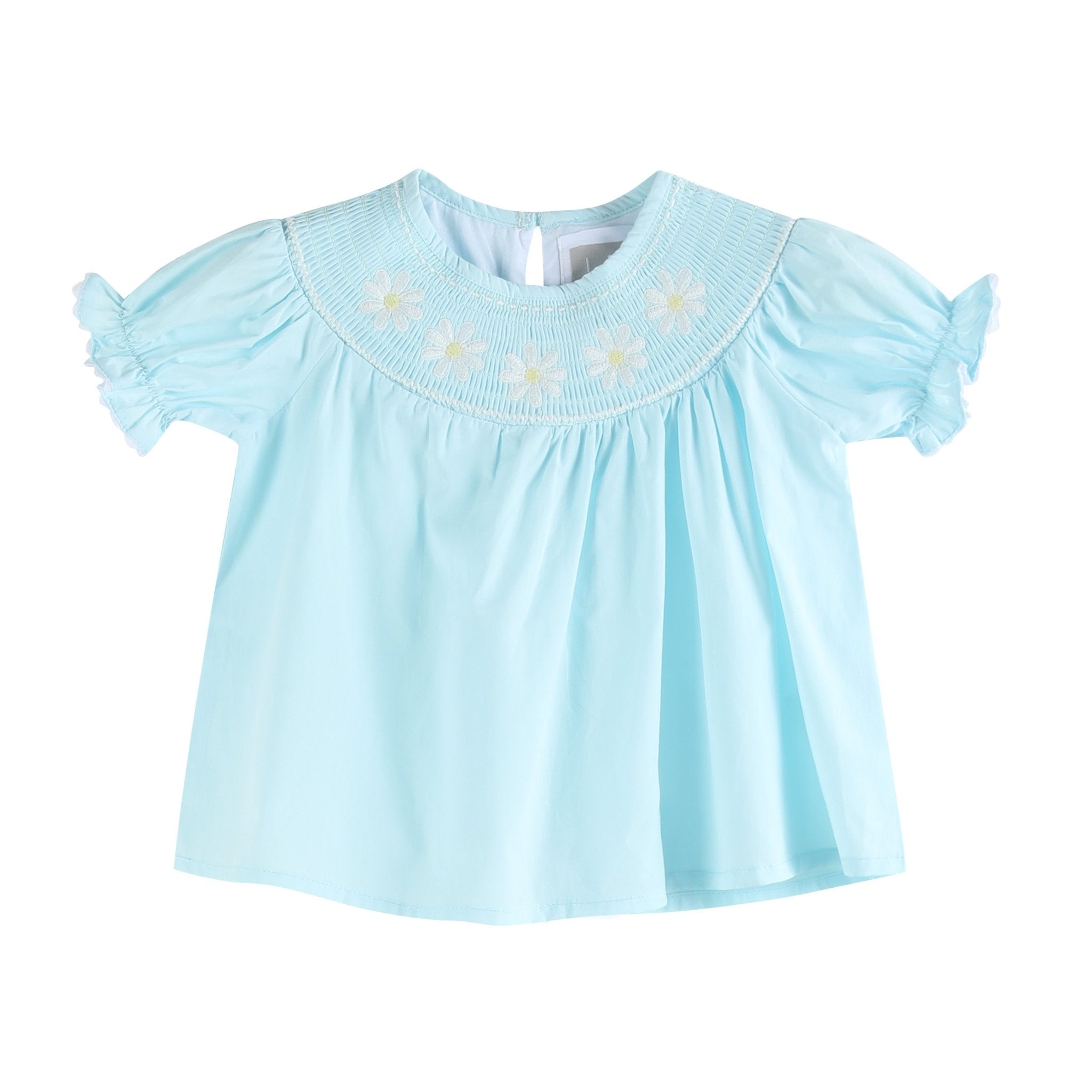Light Blue Daisy Smocked Dress And Bloomer Set