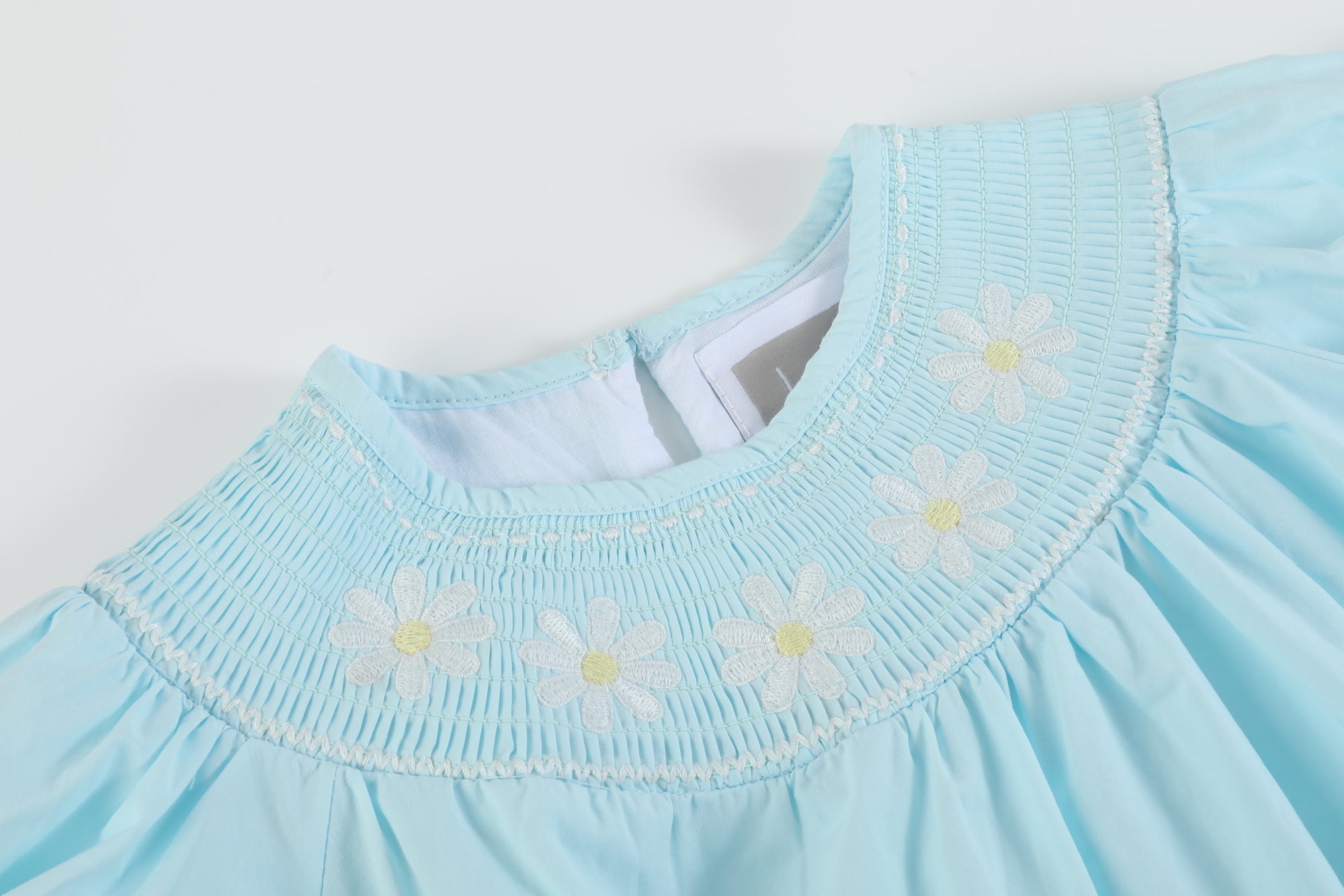 Light Blue Daisy Smocked Dress And Bloomer Set