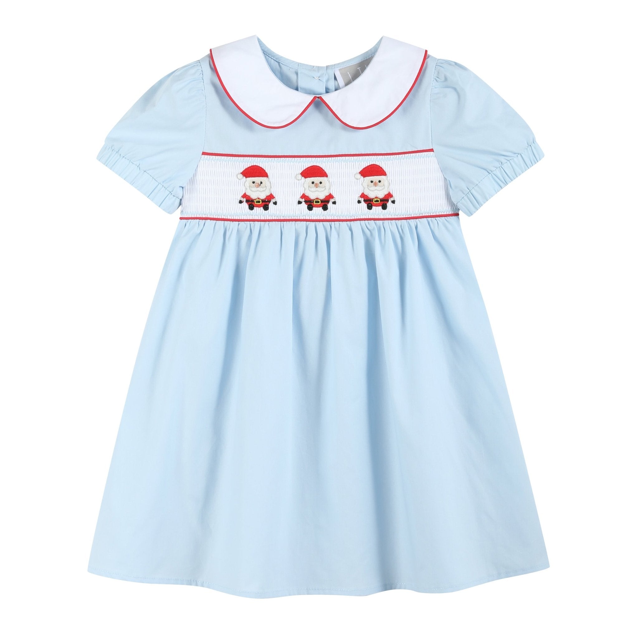 Light Blue Santa Smocked Dress