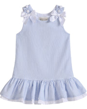 Light Blue Seersucker Ruffle Dress