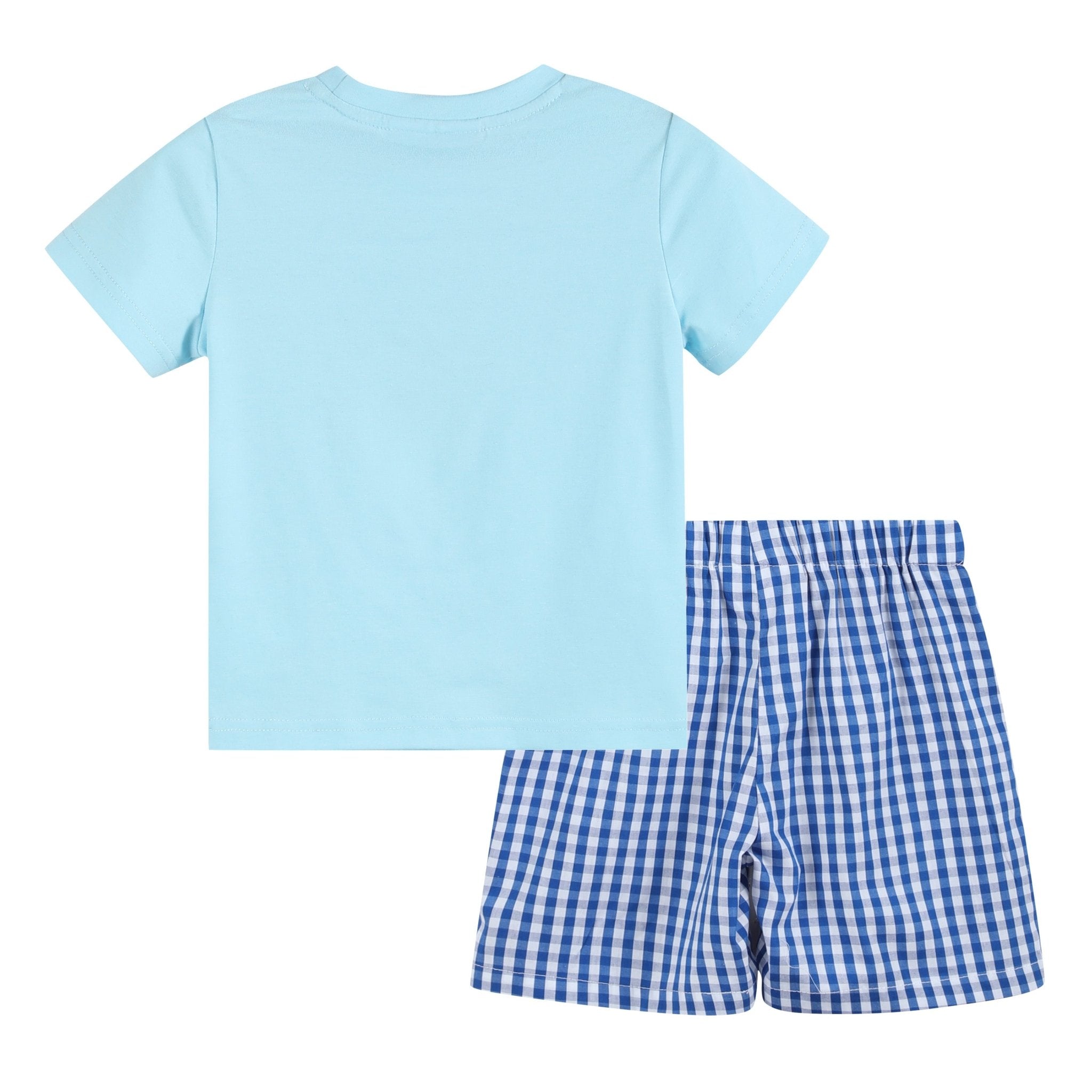 Light Blue Smocked School Shirt And Shorts Set